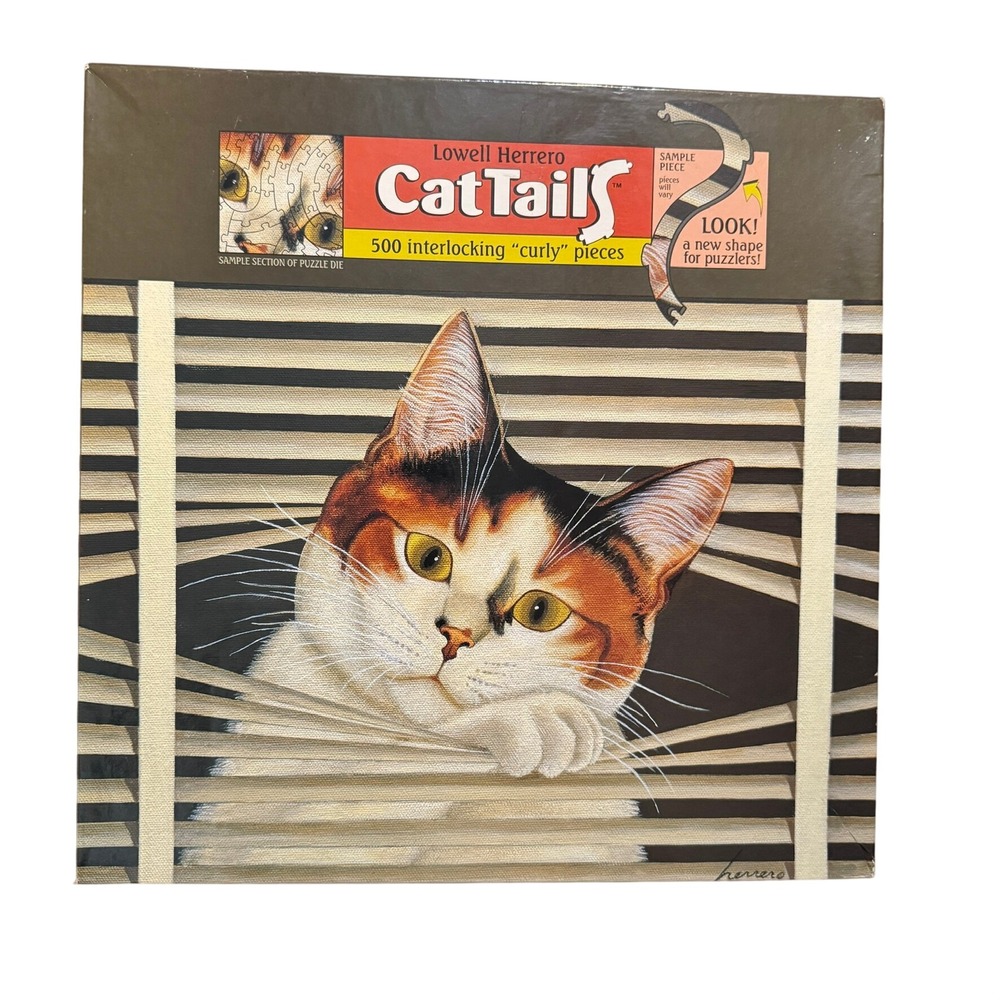 VTG NIB Lowell Herrero Cat Tails Sassy Lara Puzzle 500 Curly Pieces Ceaco 1997